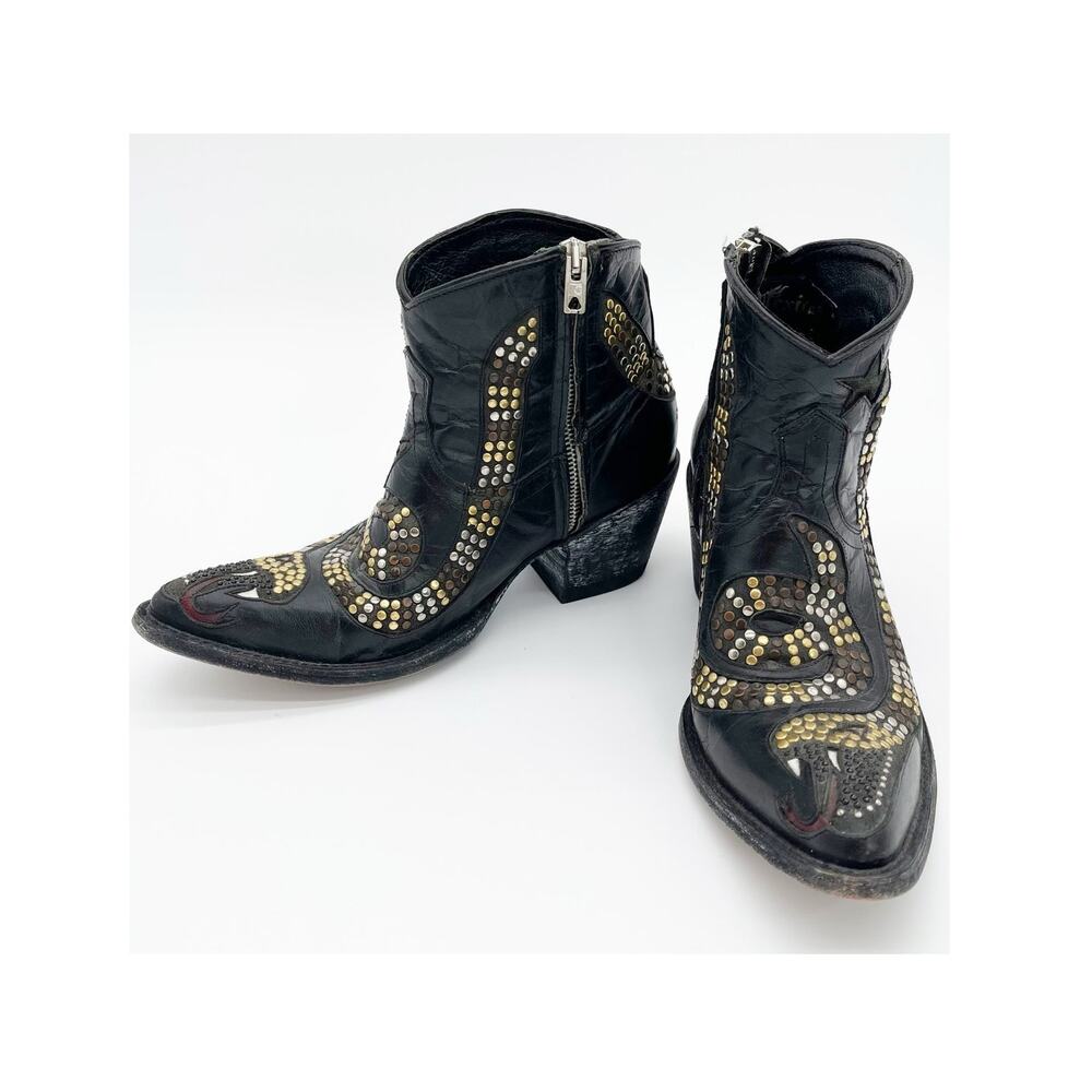Old Gringo Mexicana Women’s 7 Corius Snake Black Studded Ankle Cowgirl Boots